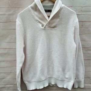 VTG Nautica size L men’s shawl collar grandpa preppy ivory sweater